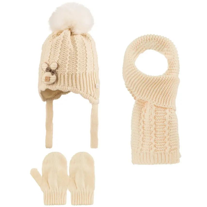 Kitti Eldiven Atkı Bere Takım 0-18 Ay Krem  - 1