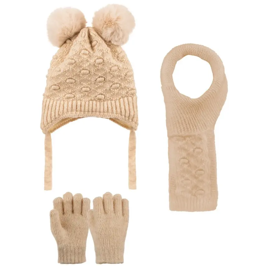 Kitti Eldiven Atkı Bere Takım 1-4 Yaş Açık Bej - 1