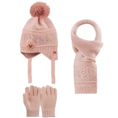Kitti Eldiven Atkı Bere Takım 1-4 Yaş Açık Pembe 