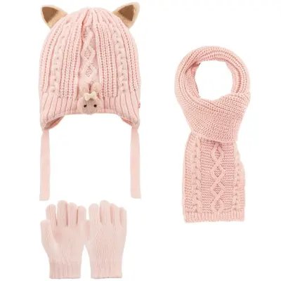 Kitti Eldiven Atkı Bere Takım 1-4 Yaş Açık Pembe - 1