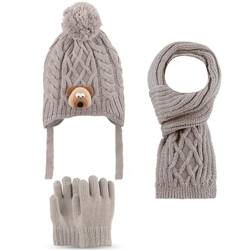 Kitti Eldiven Atkı Bere Takım 1-4 Yaş Gri - 1