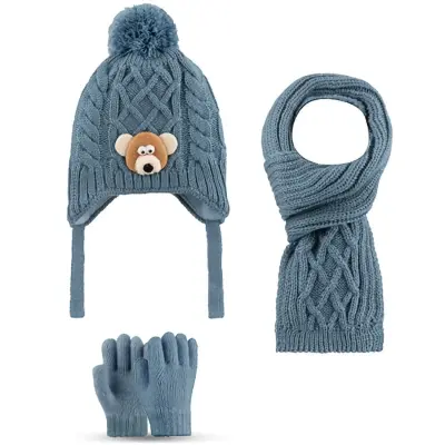 Kitti Eldiven Atkı Bere Takım 1-4 Yaş Havacı Mavi