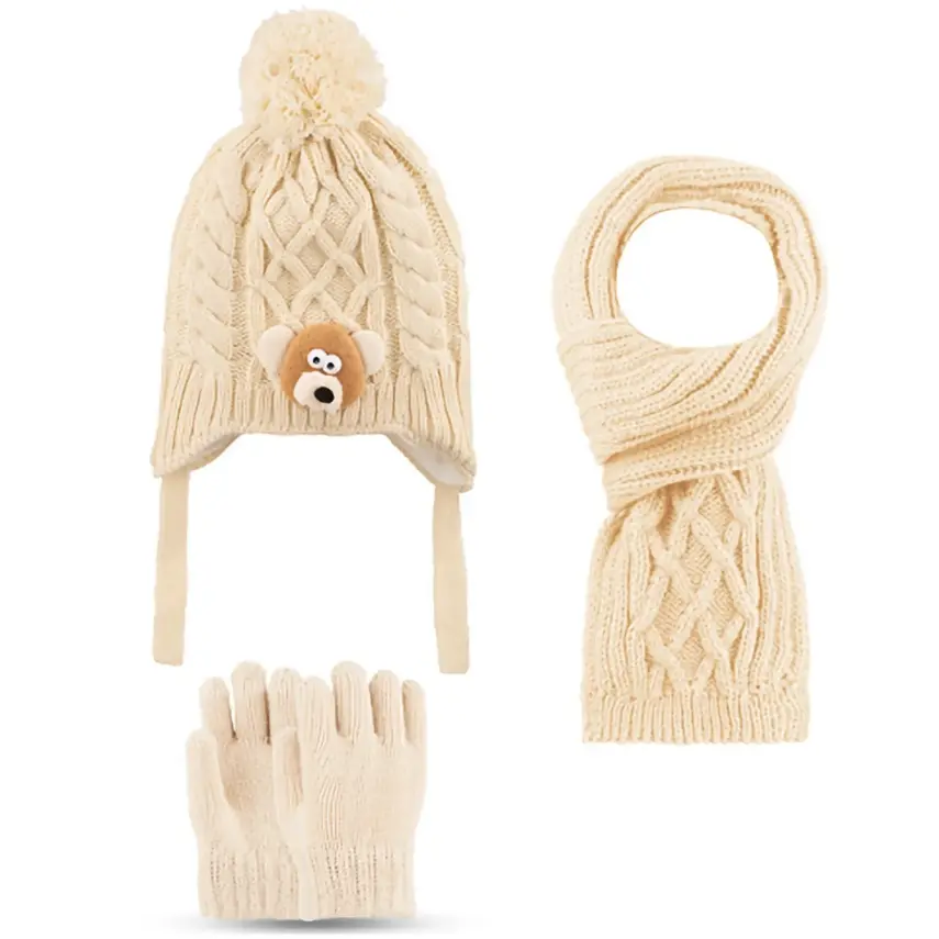 Kitti Eldiven Atkı Bere Takım 1-4 Yaş Krem - 1