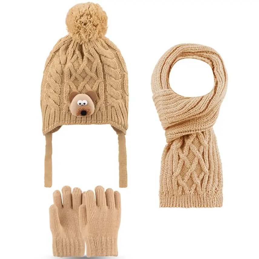 Kitti Eldiven Atkı Bere Takım 1-4 Yaş Orta Bej - 1