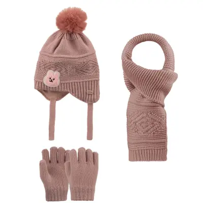 Kitti Eldiven Atkı Bere Takım 1-4 Yaş Pudra - 1