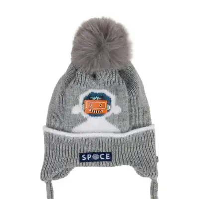 Kitti Erkek Bebek Eldiven Atkı Bere Takım 0-18 Ay Açık Gri  - 2