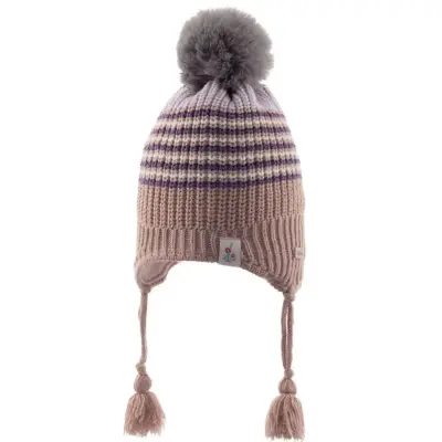 Kitti Kız Bebek Eldiven Atkı Bere Takım Pudra 1-4Yaş  - 5