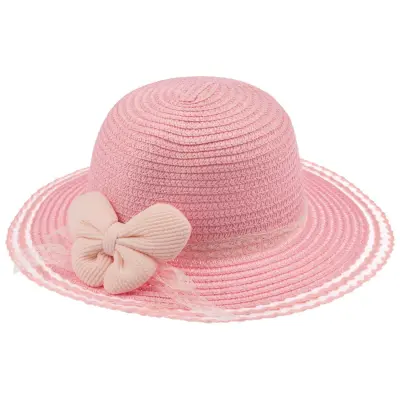 Kitti Kız Bebek Hasır Şapka 1-3Yaş Açık Pembe