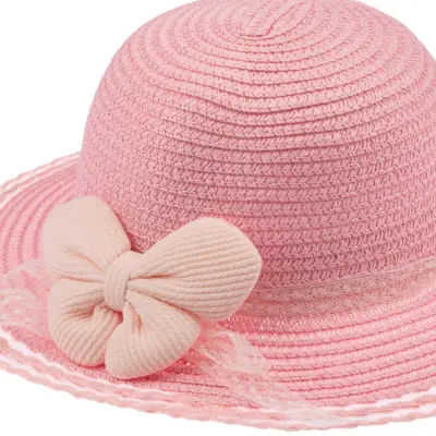 Kitti Kız Bebek Hasır Şapka 1-3Yaş Açık Pembe (1)