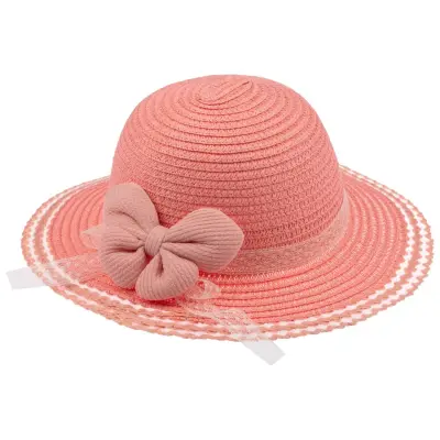 Kitti Kız Bebek Hasır Şapka 1-3Yaş Orta Pembe