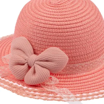 Kitti Kız Bebek Hasır Şapka 1-3Yaş Orta Pembe (1)