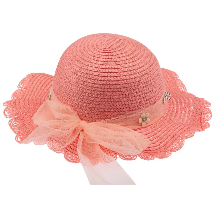 Kitti Kız Bebek Hasır Şapka 1-3Yaş Orta Pembe - 1
