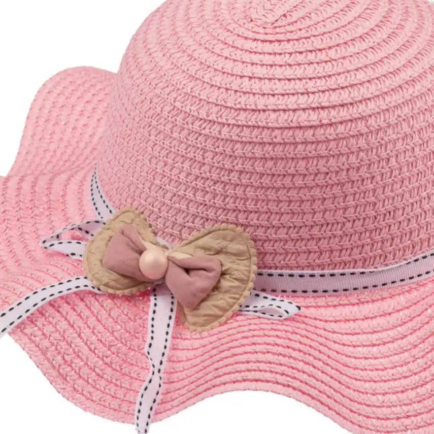 Kitti Kız Bebek Hasır Şapka 1-3Yaş Orta Pembe - 2