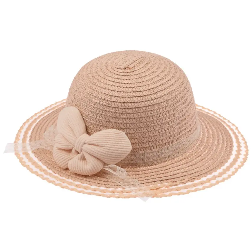 Kitti Kız Bebek Hasır Şapka 1-3Yaş Pudra - 1