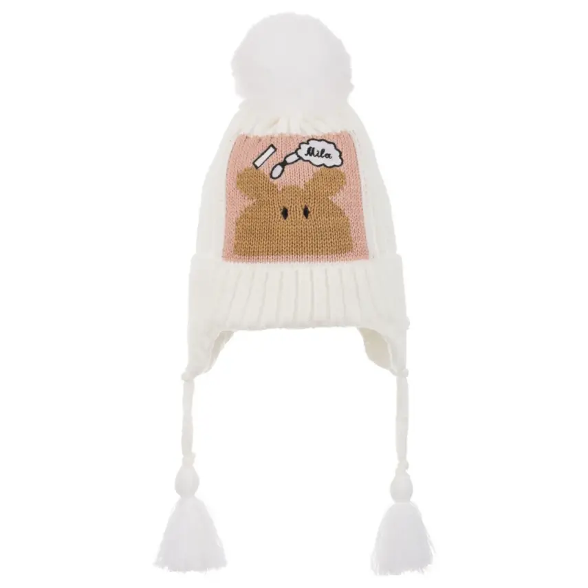 Kitti Kız Bebek Kulaklı Bere 1-4 Yaş Krem  - 1