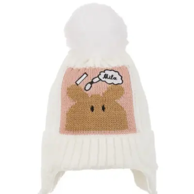 Kitti Kız Bebek Kulaklı Bere 1-4 Yaş Krem  - 2