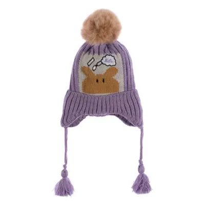 Kitti Kız Bebek Kulaklı Bere 1-4Yaş Lila  
