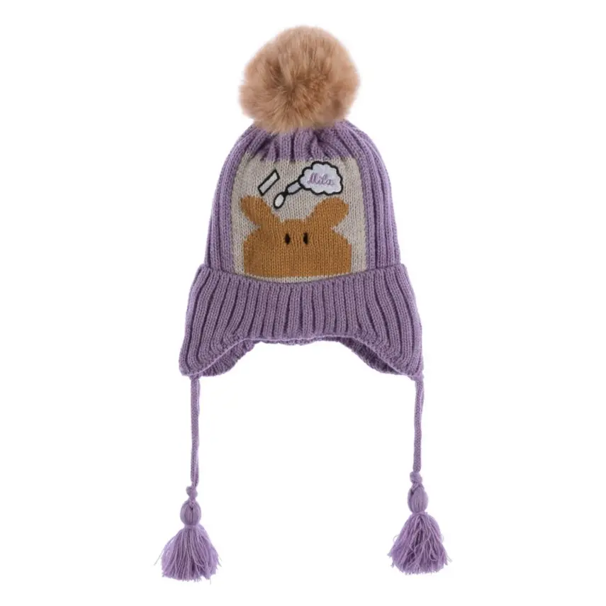 Kitti Kız Bebek Kulaklı Bere 1-4Yaş Lila  - 1