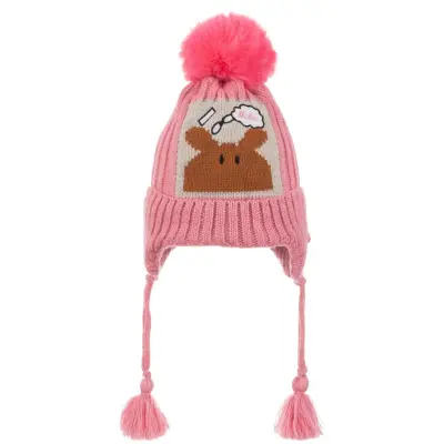 Kitti Kız Bebek Kulaklı Bere 1-4Yaş Pembe  
