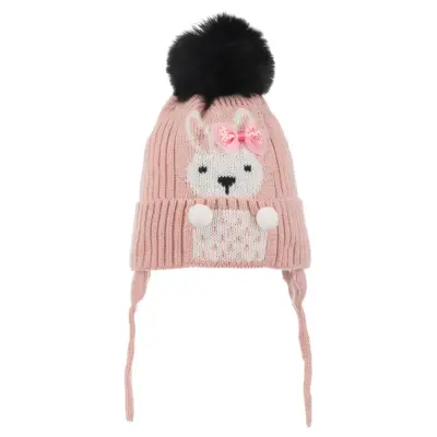 Kitti Kız Bebek Kulaklı Bere 1-4Yaş Soft Pembe