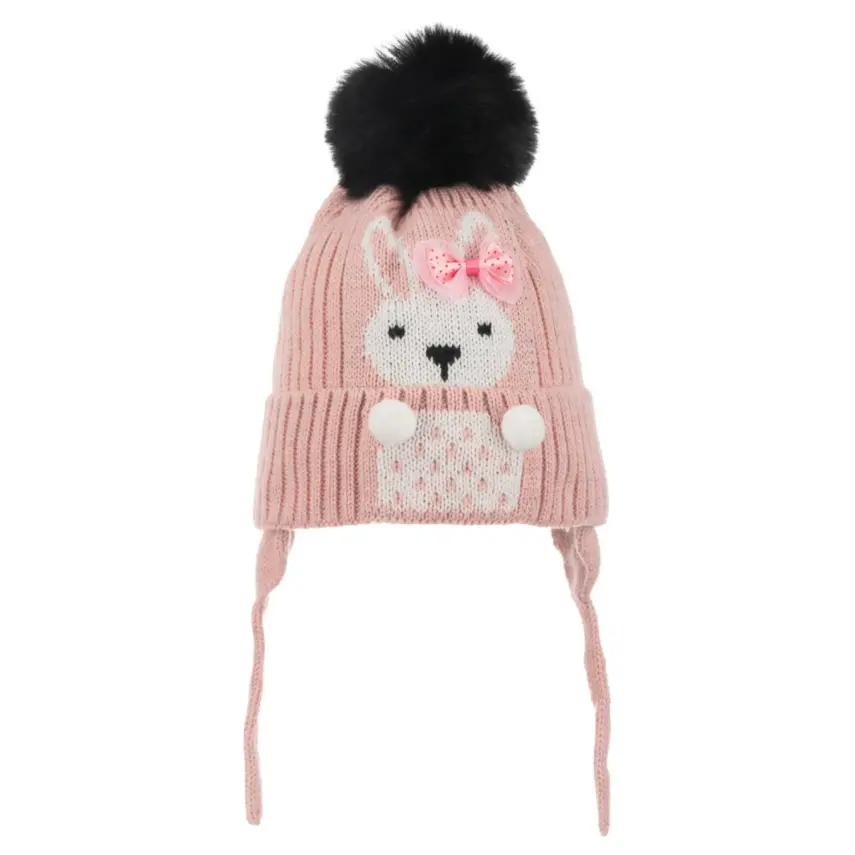 Kitti Kız Bebek Kulaklı Bere 1-4Yaş Soft Pembe - 1