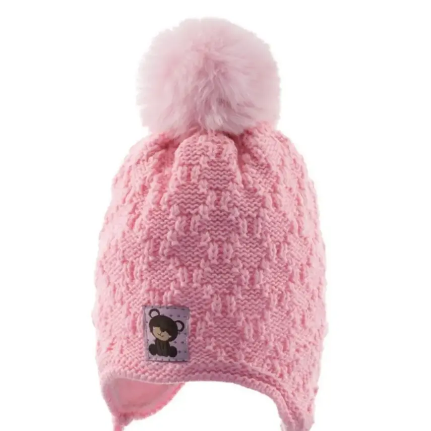 Kitti Kız Bebek Kulaklı Bere Açık Pembe 0-18 Ay  - 2