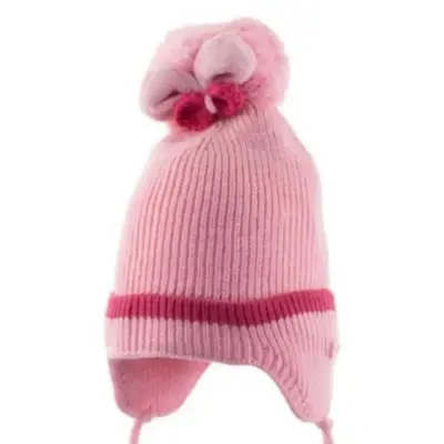 Kitti Kız Bebek Kulaklı Bere Açık Pembe 1-4Yaş (1)