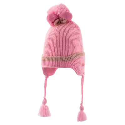 Kitti Kız Bebek Kulaklı Bere Pembe 1-4Yaş