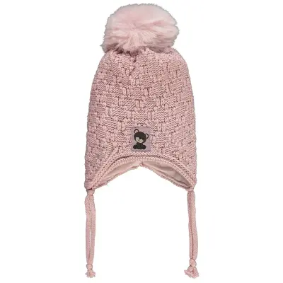 Kitti Kız Bebek Kulaklı Bere Pudra 0-18 Ay