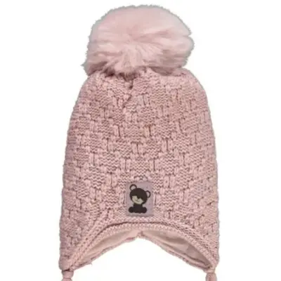 Kitti Kız Bebek Kulaklı Bere Pudra 0-18 Ay (1)