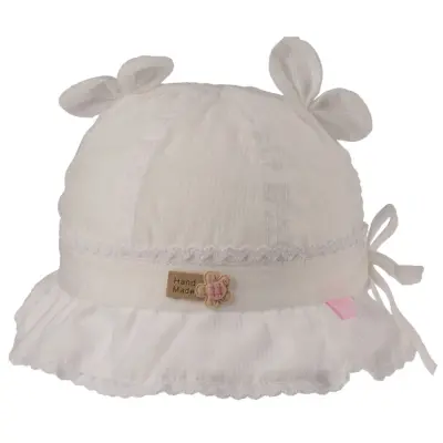 Kitti Kız Bebek Maksi Şapka 0-18 Ay Beyaz