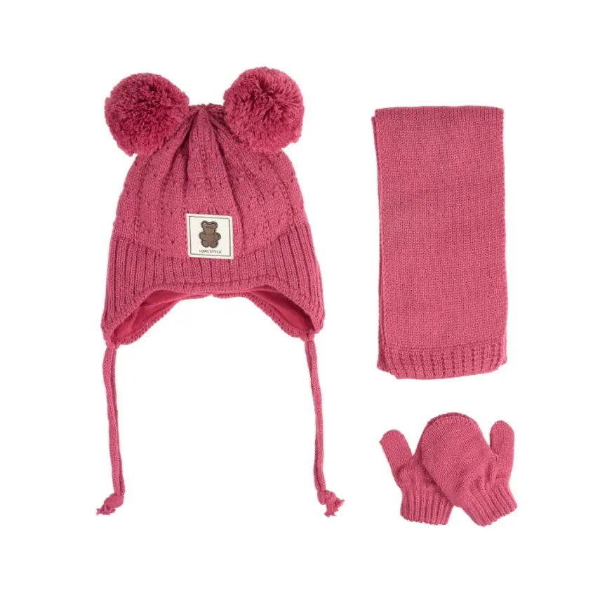 Kitti Kız Çocuk  Eldiven Atkı Bere Takım 0-18 Ay Menekşe  - 1