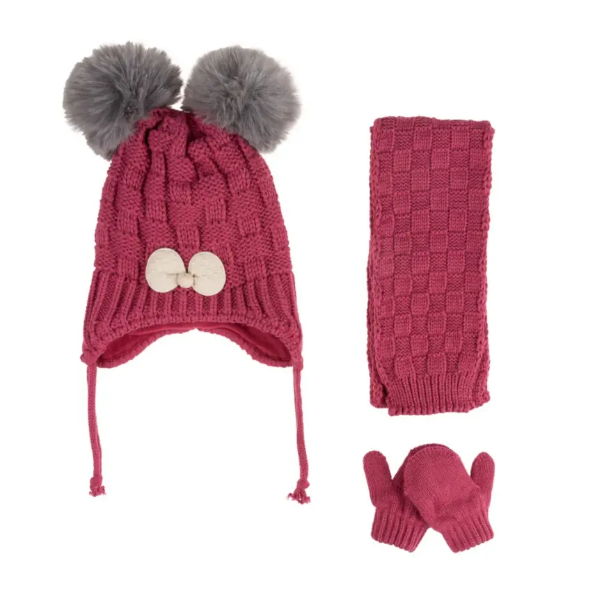Kitti Kız Çocuk  Eldiven Atkı Bere Takım 0-18 Ay Menekşe  - 1