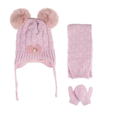Kitti Kız Çocuk  Eldiven Atkı Bere Takım 0-18 Ay Soft Pembe  