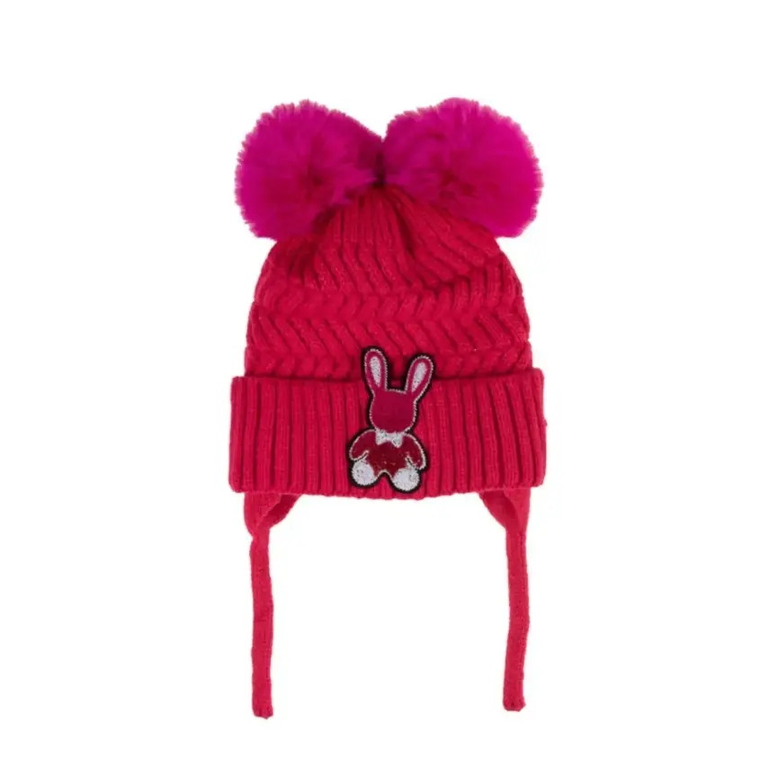 Kitti Kız Çocuk Eldiven Atkı Bere Takım 1-4Yaş Fuşya - 2