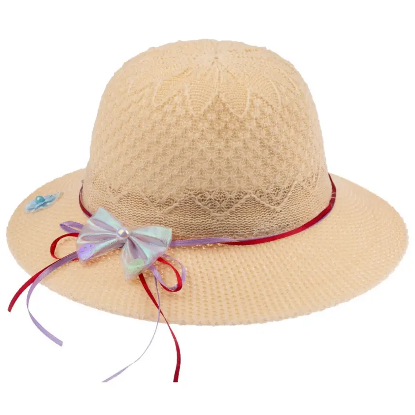 Kitti Merserize Kız Bebek Şapka 0-18 Ay Krem - 1