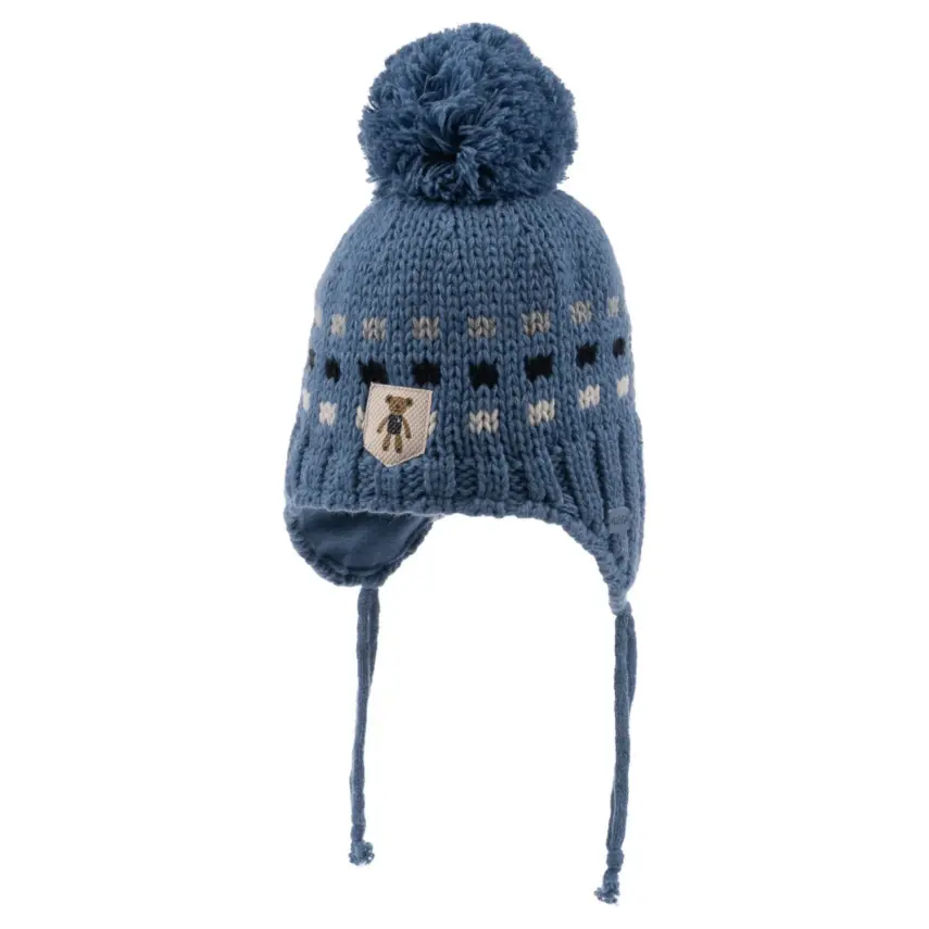 Kitti Unisex Bebek Bere Kulaklı Mavi Denim - 1