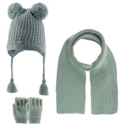 Kitti Unisex Bebek Eldiven Atkı Bere Takım Mint