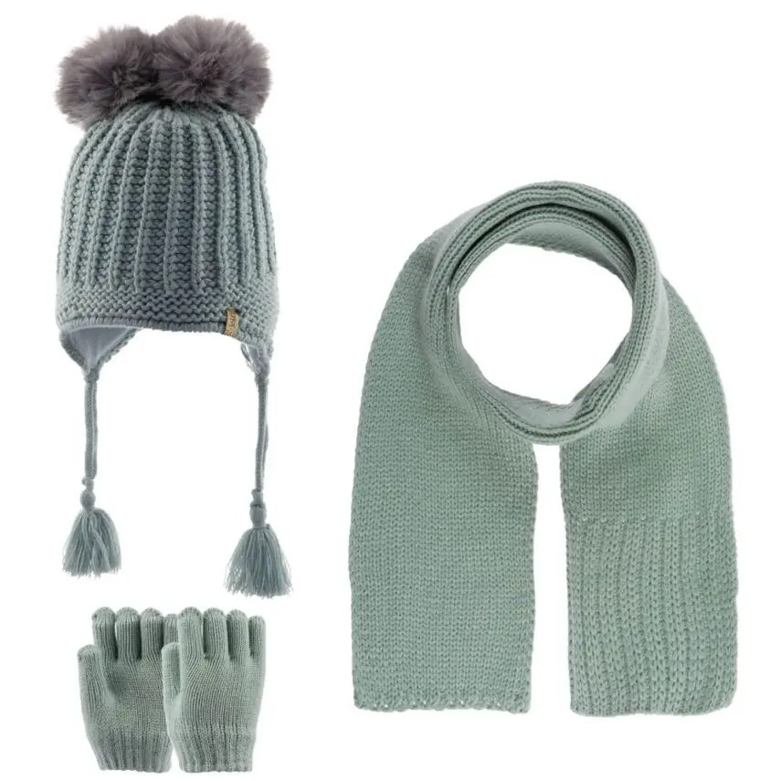 Kitti Unisex Bebek Eldiven Atkı Bere Takım Mint - 1