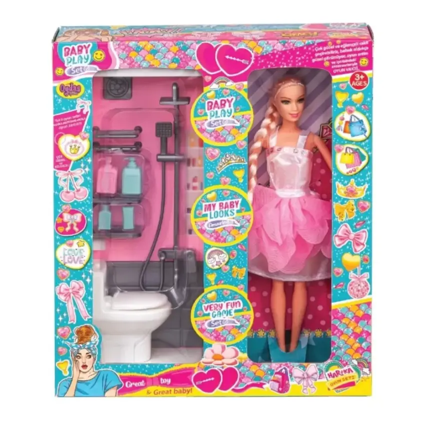 Klozetli Bebekli Banyo Set Oyuncak - 1