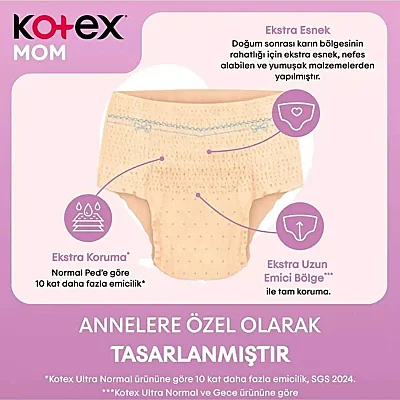 Kotex Mom Doğum Sonrası Emici Külot 8li L-XL Beden - 4