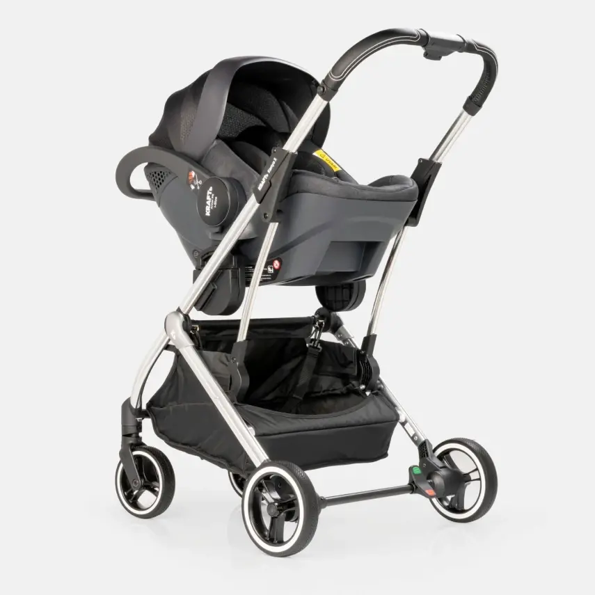 Kraft Kenya S Armor Plus Çift Yönlü Tek Elle Katlanabilir Kompakt Travel Sistem Bebek Arabası Black - 27