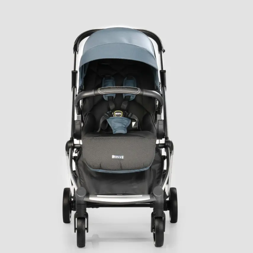 Kraft Kenya S Armor Plus Çift Yönlü Tek Elle Katlanabilir Kompakt Travel Sistem Bebek Arabası Blue - 37