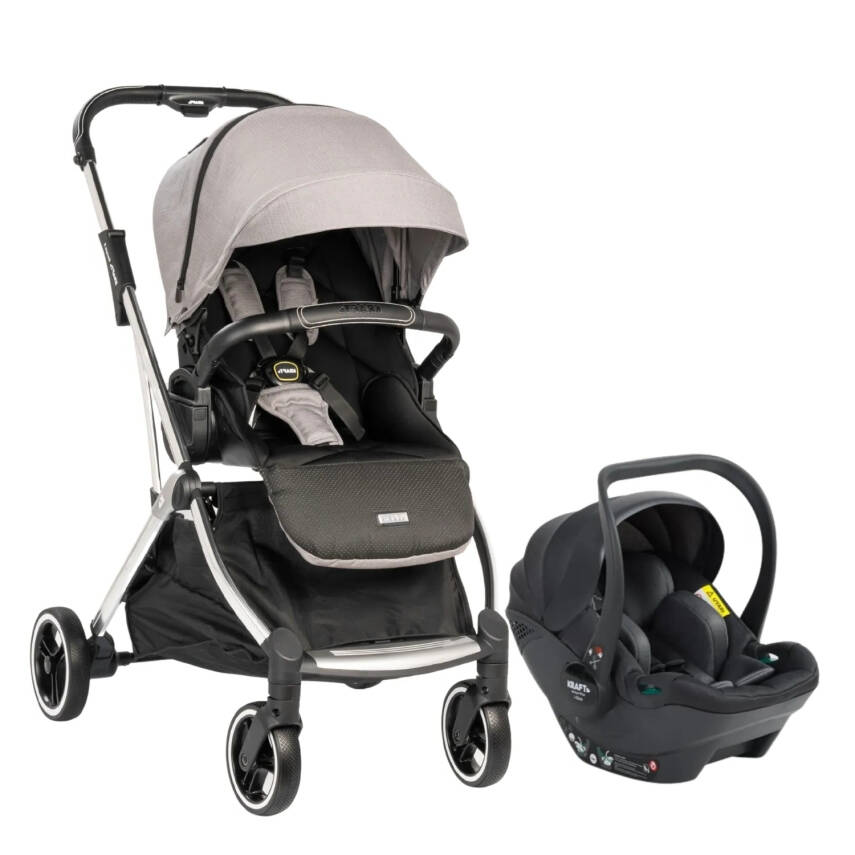 Kraft Kenya S Armor Plus Çift Yönlü Tek Elle Katlanabilir Kompakt Travel Sistem Bebek Arabası Grey - 1