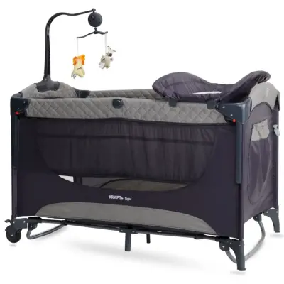 Kraft Oyuncaklı Dönenceli Tiger Anne Yanı Oyun Parkı 70X120 Cm Grey