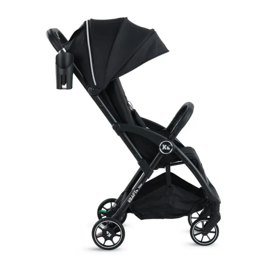 Kraft Star Tek Elle Katlanabilir Kompakt Kabin Bebek Arabası Black - 4