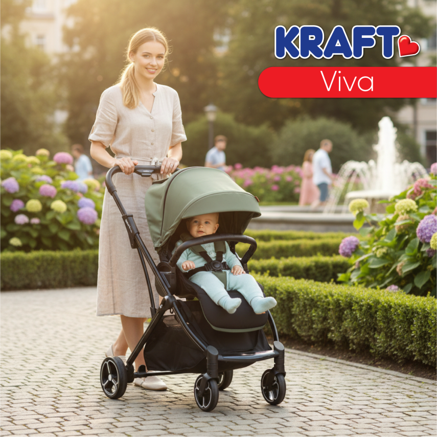 Kraft Viva I-Size Çift Yönlü Tek Elle Katlanabilir Travel Sistem Bebek Arabası Beige - 8