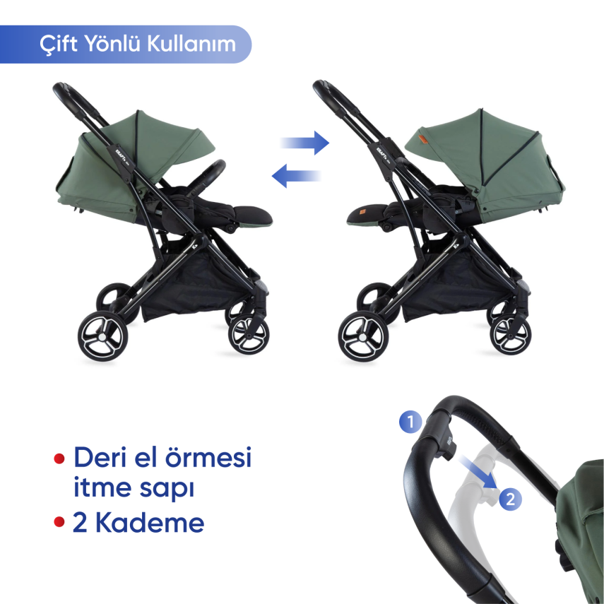 Kraft Viva I-Size Çift Yönlü Tek Elle Katlanabilir Travel Sistem Bebek Arabası Beige - 4