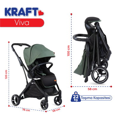 Kraft Viva I-Size Çift Yönlü Tek Elle Katlanabilir Travel Sistem Bebek Arabası Beige - 9