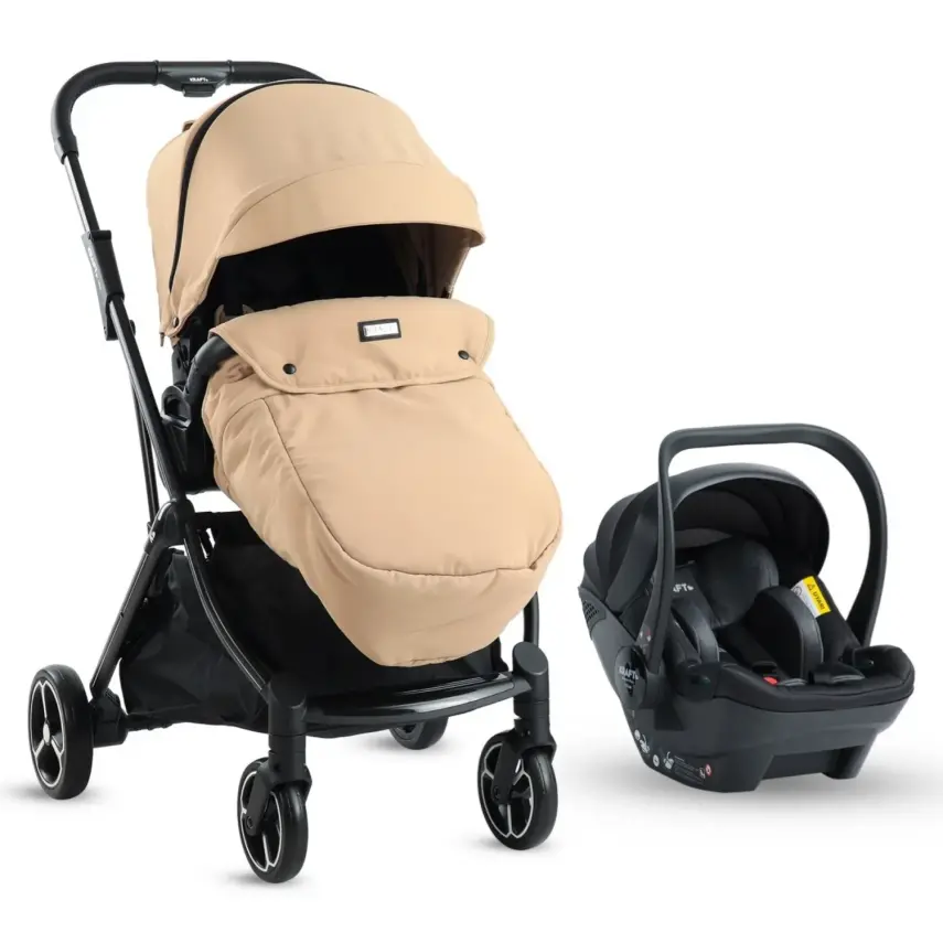 Kraft Viva I-Size Çift Yönlü Tek Elle Katlanabilir Travel Sistem Bebek Arabası Beige - 10